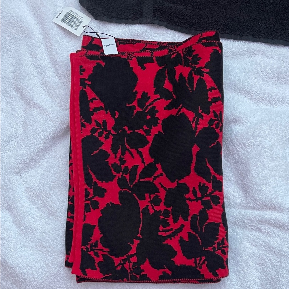 Vera Bradley Black and Red Floral Scarf